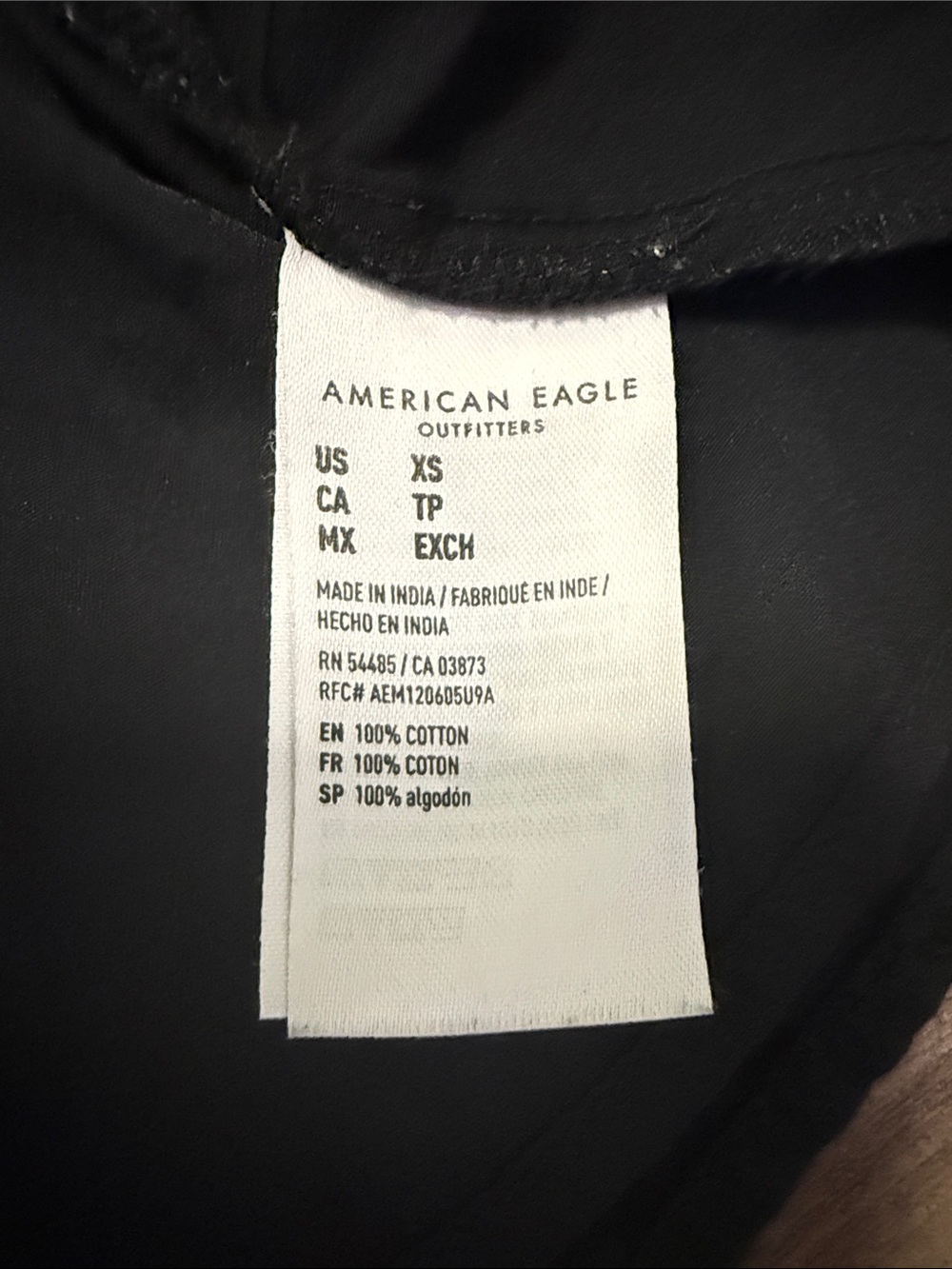 American Eagle Eyelet Cutout Babydoll Mini Dress XS Black 100% Cotton - Picture 14 of 15